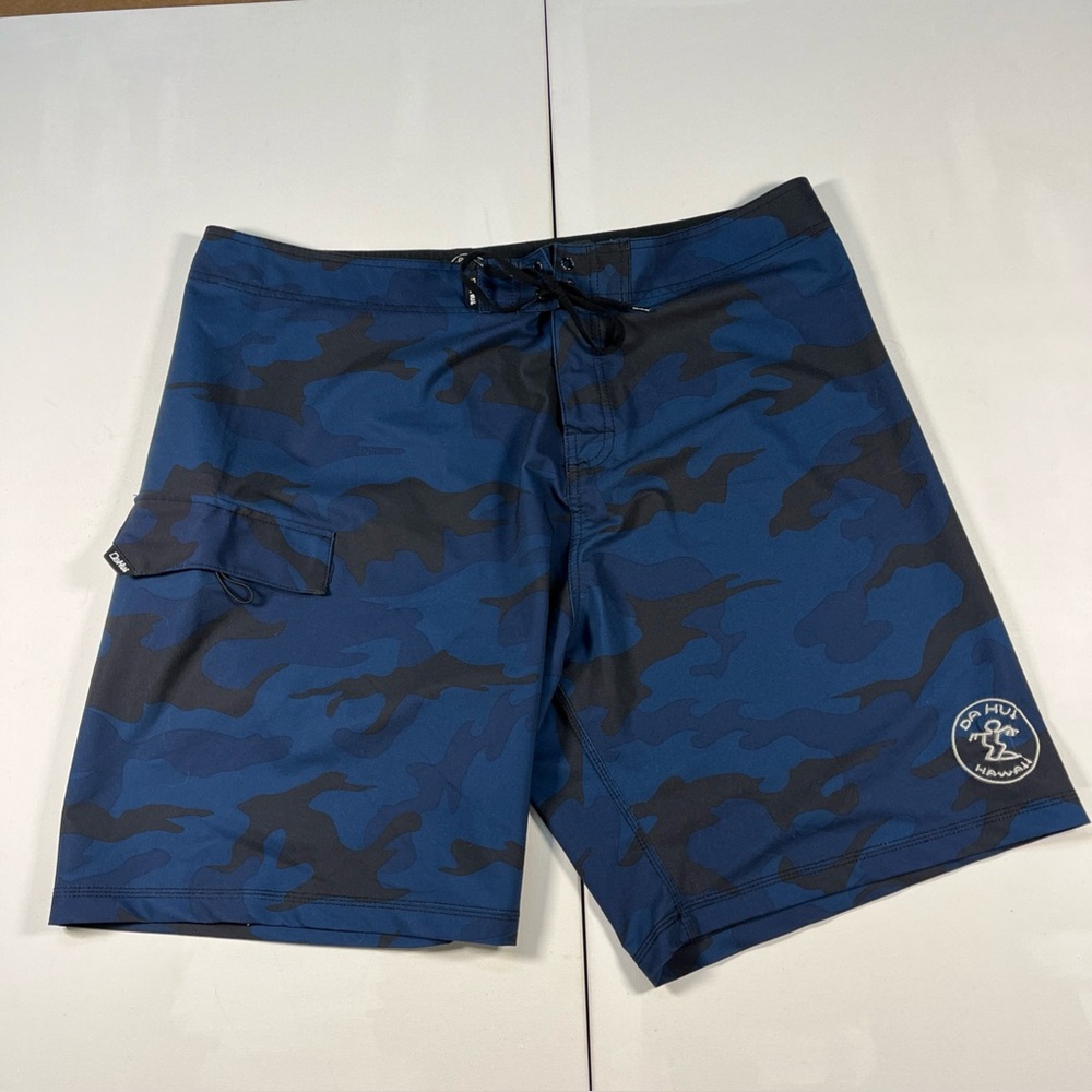 DaHui Shorts Blue Camo Drawstring Hybrid Board Surf Swim Beach Pocket Men’s 42